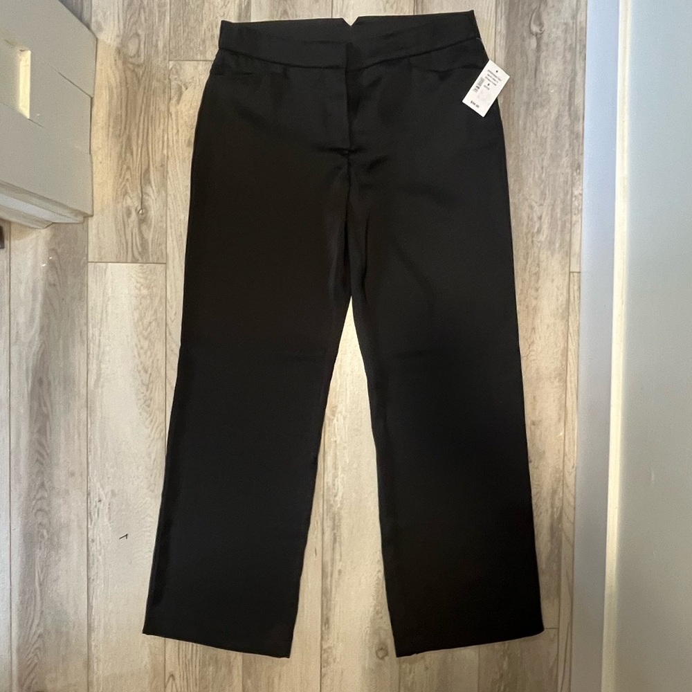 Black Faux Satin Dress Pants